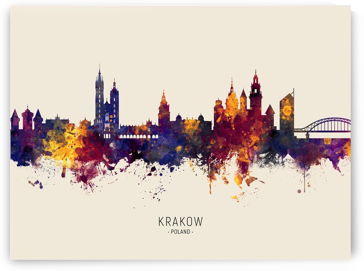 Krakow Poland Skyline by Michael Tompsett