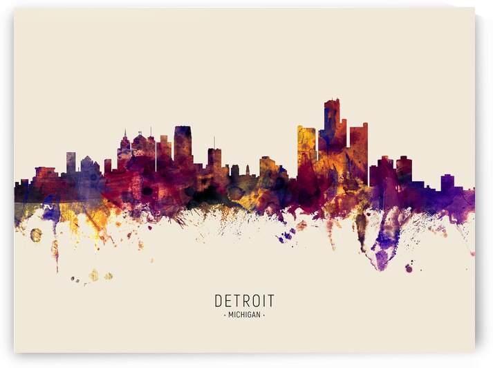 Detroit Michigan Skyline by Michael Tompsett