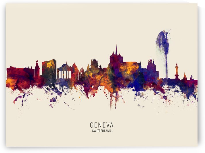 Geneva Switzerland Skyline by Michael Tompsett