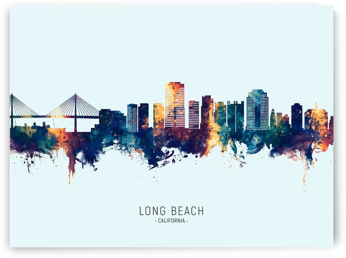 Long Beach California Skyline by Michael Tompsett