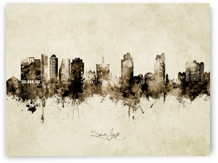 San Jose California Skyline by Michael Tompsett