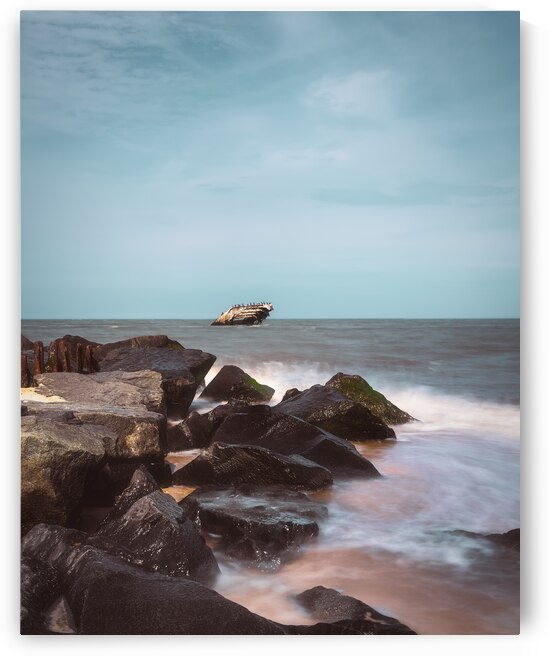 Wreck of the SS Atlantus Sunset Beach Rocks Portrait by Jason Fink
