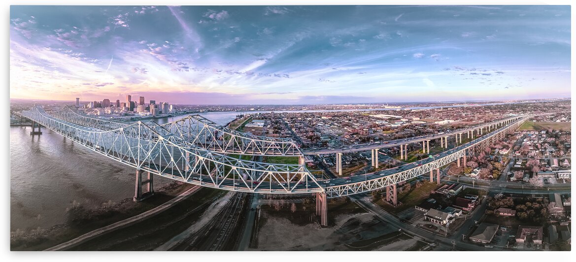 New Orleans Connection Bridges Morning Panorama by Norma Brandsberg Photography