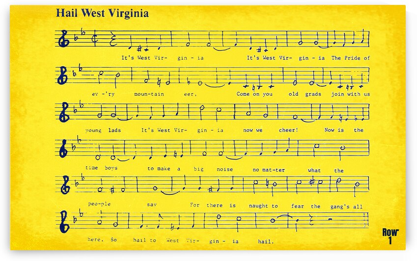 hail west virginia fight song wall art by Row One Brand