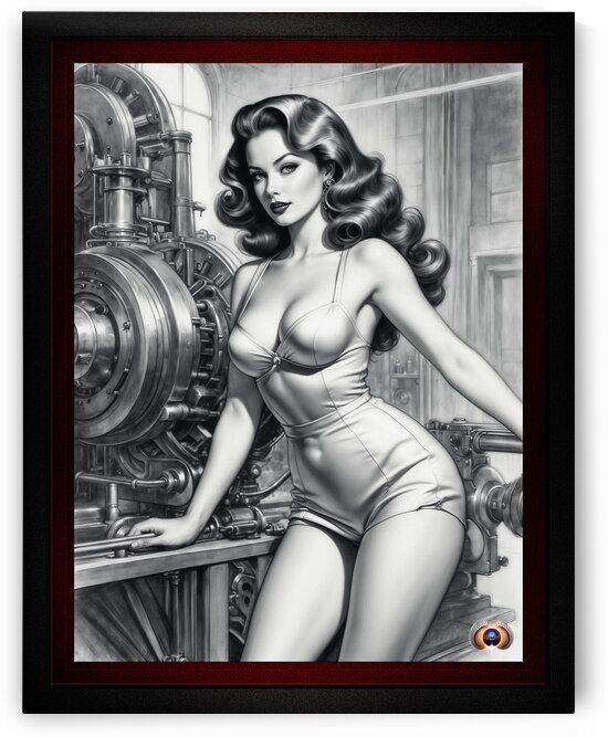 Gorgeous Retro Fusion Industrial Age Pin-Up Girl Introduces The Tyler 11859 Turbo Thruster AI Concept Art by Xzendor7 by xzendor7
