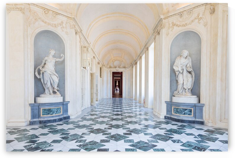 Venaria Reale Italy travel destination. Luxury gallery perspect by Paolo Modena