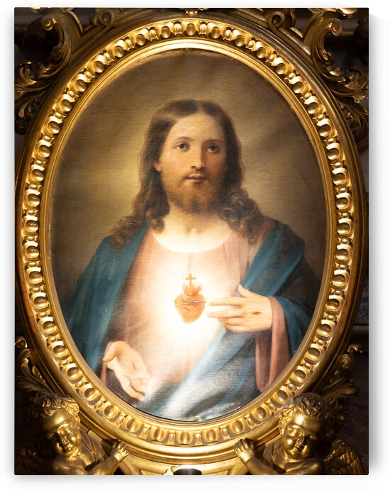 Bologna Italy - San Luca Sanctuary. Heart of Jesus Christ paint by Paolo Modena
