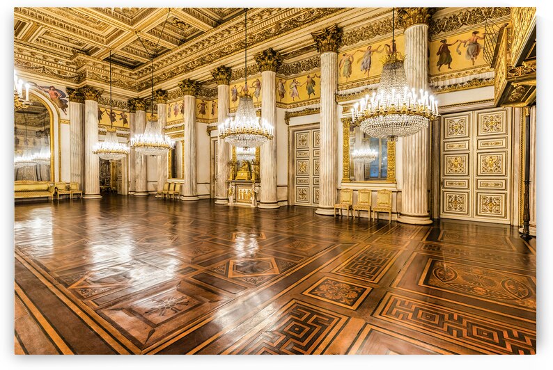 Baroque ballroom interior in Royal Palace. Luxury marble antiqu by Paolo Modena