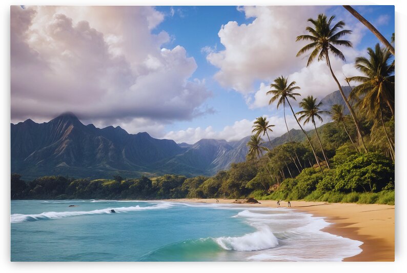 Hanalei Bay Beach Hawaii I by Modern Wall Artwork