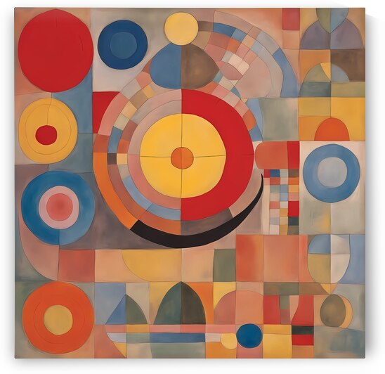 Abstract Geometric Painting With Circles and Warm Tones by Heinz Bucher