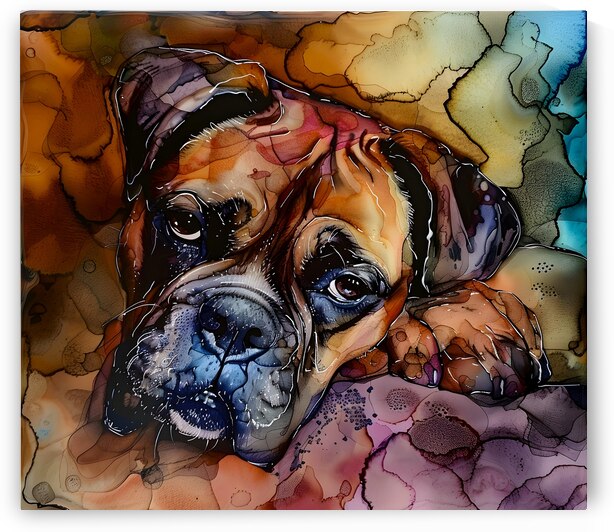Watercolor Paws Painting boxer Dog by Wiggly Canvas