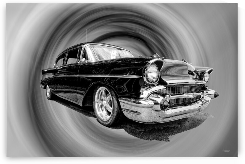 Classic Black 57 Chevy Bel Air Grayscale by Jennifer White