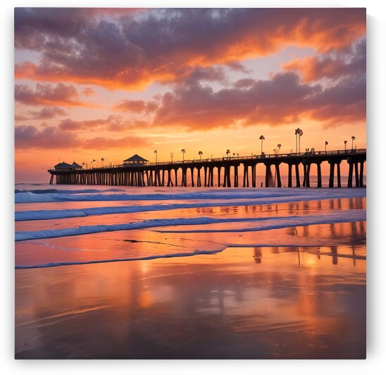 San Diego Pier Sunset   Square by Modern Wall Artwork