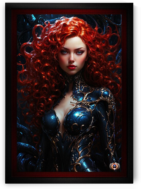 A Mystical Redhead Raven Beauty AI Concept Art Captivating Portrait by Xzendo7 by xzendor7