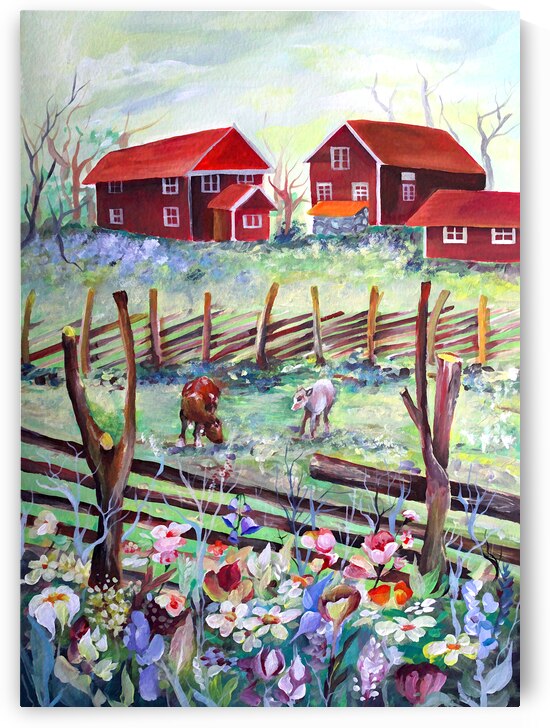 Sweden Farmlife Nordic Spring – Peace in the Pasture by Nisuris Art
