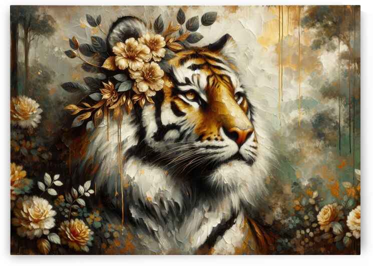 Majestic Tiger in Bloom by Anne Laure GOUPIL