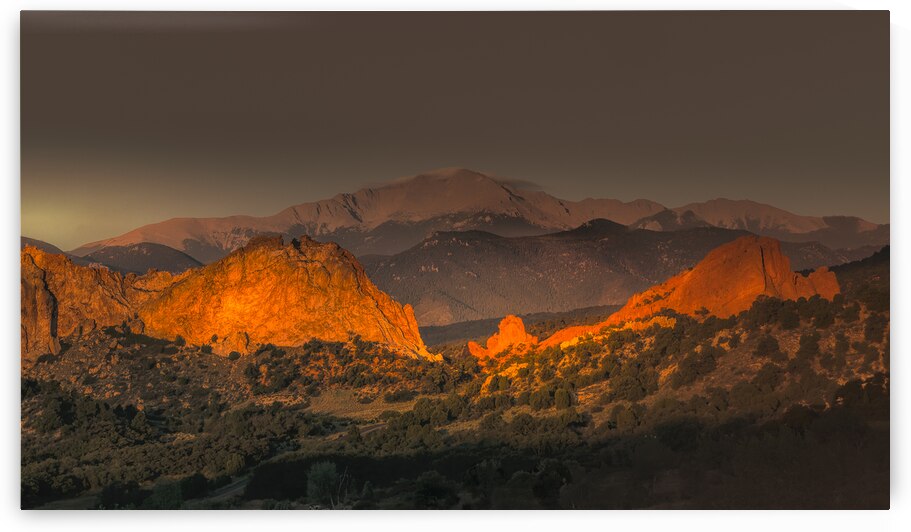 Garden of the Gods Pikes Peak Sunset by Norma Brandsberg Photography