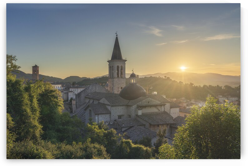 Saint Mary cathedral in Spoleto at sunset. Italy by Stefano Orazzini