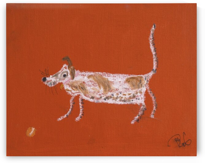 Brown Dog - Orange Ball by Robert Burton
