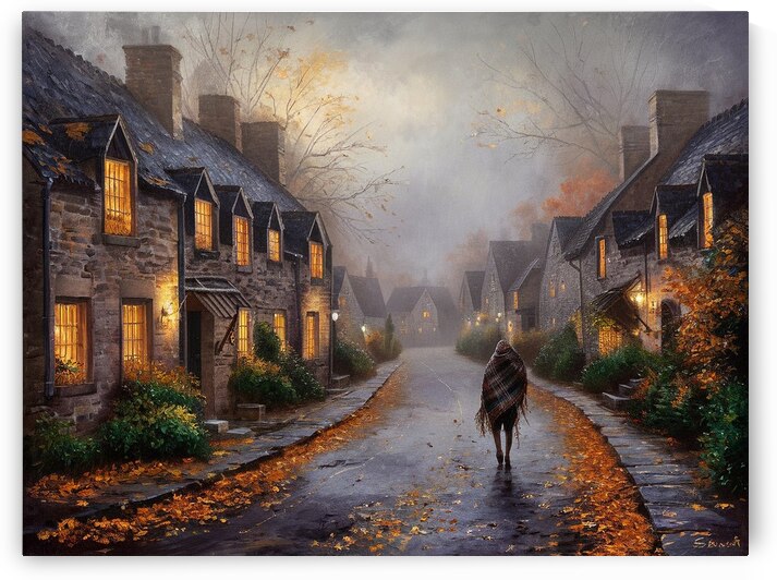 misty village street during autumn3 by NorShop