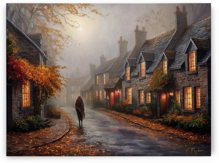 Foggy village street during autumn4 by NorShop