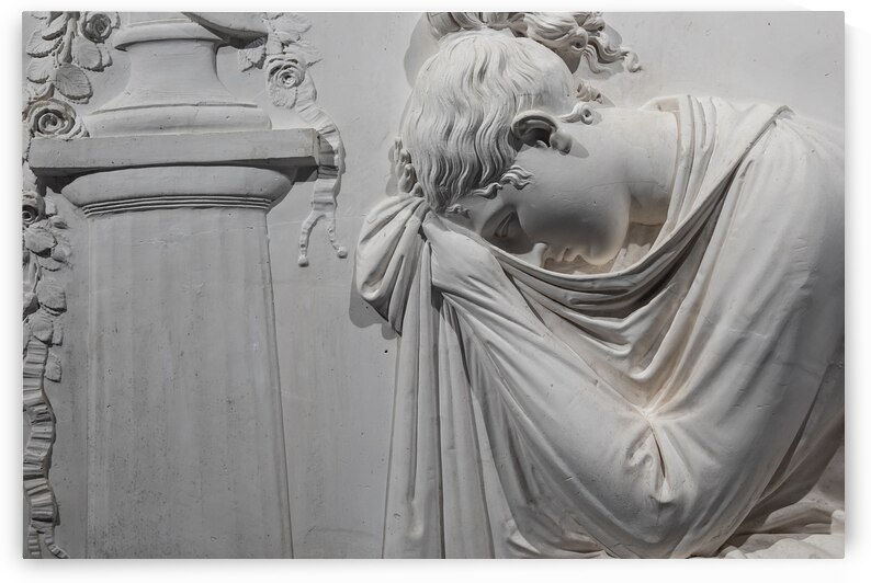Funeral sculpture by Antonio Canova. Marble memorial on tombston by Paolo Modena