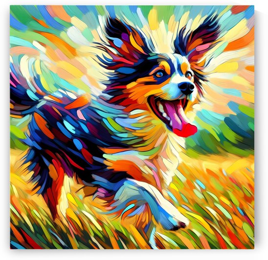 Vibrant Joyful Dog Art Print by Artify