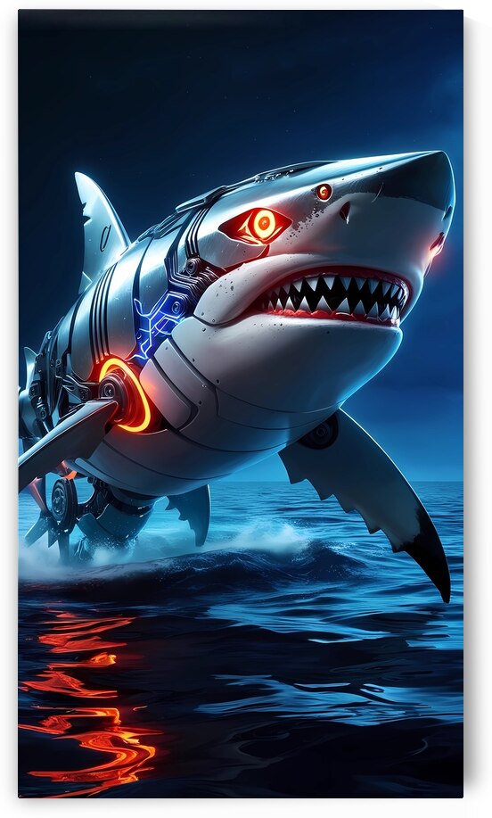 Default A futuristic robot shark crafted from gle by tarekdz