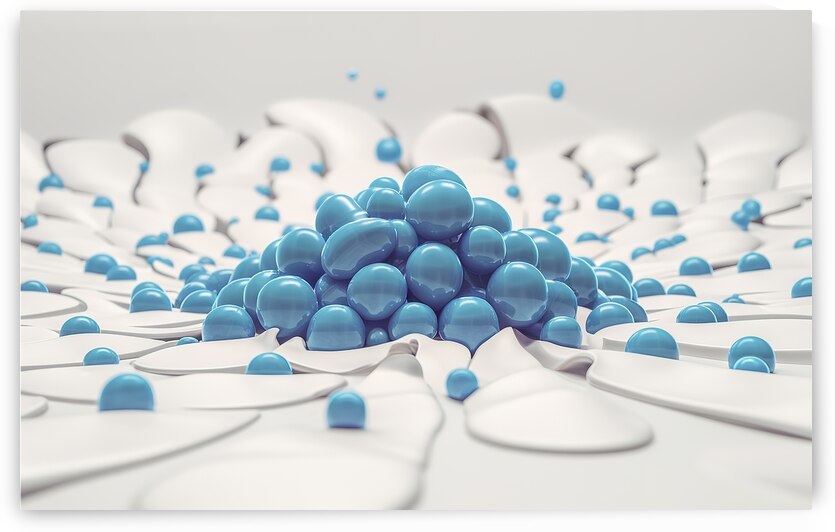 Blue plastic polymer granules on a white background 3d illustration by Sergiu Gutium