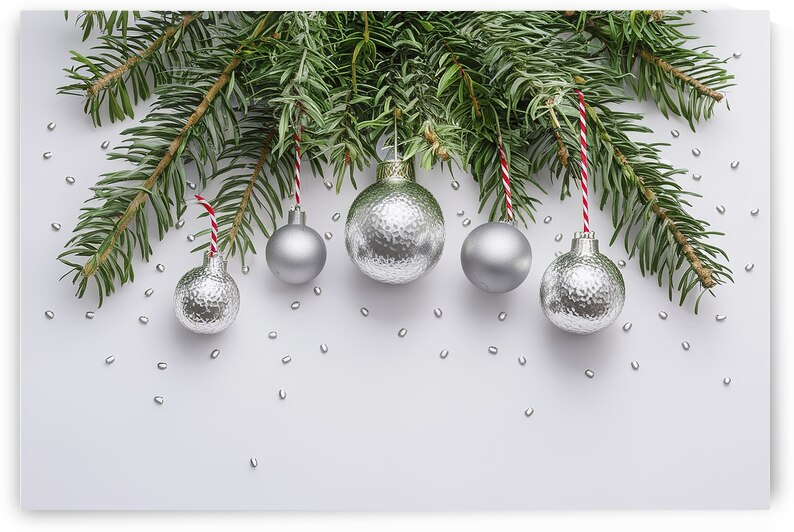 Christmas festive decoration in the form of a Christmas tree with silver toys by Sergiu Gutium