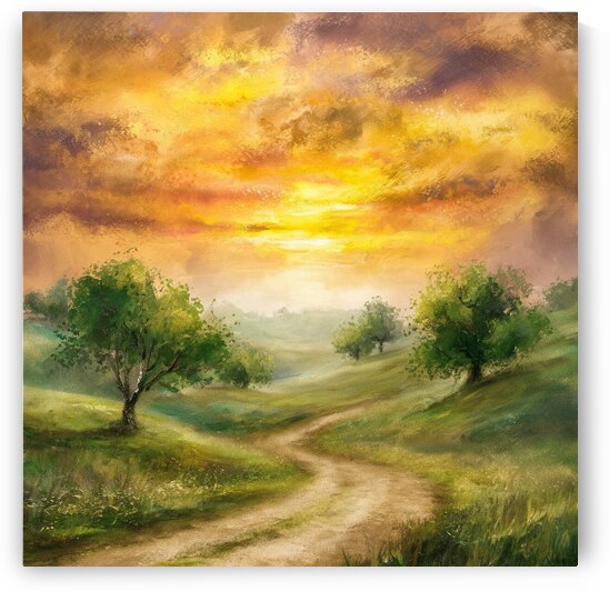 a serene and enchanting rustic landscape painting by toumi