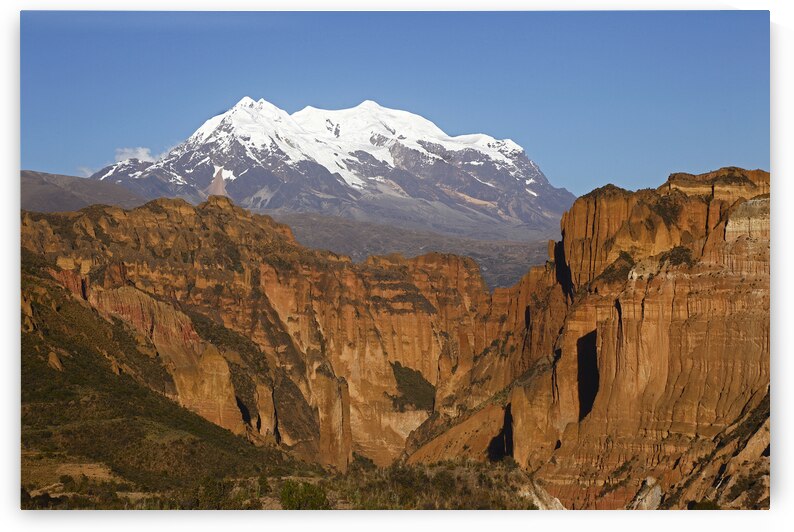 Palca Canyon rock formations and Mt Illimani Bolivia by Magical Andes Photography