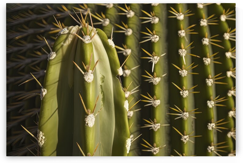 cactus green peel texture with needles background by juverdeanu