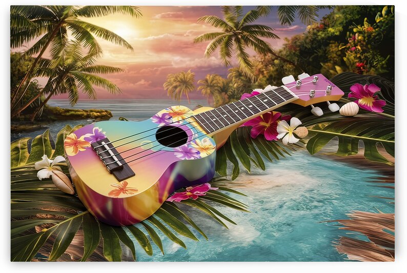 ukulele with hawaii style background 3 by MihaiStanica