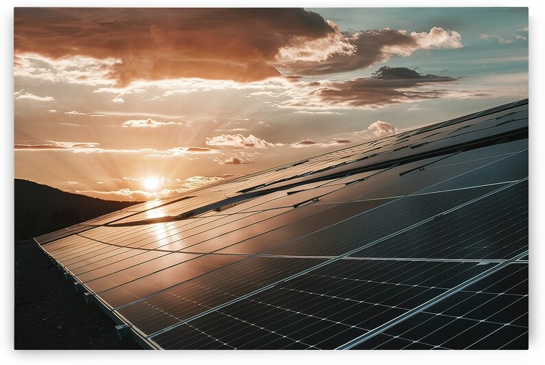 view of a solar photovoltaic cell panels under su by MihaiStanica