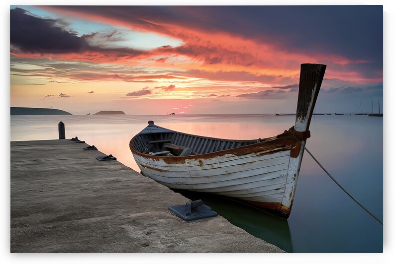 old rusty wooden white boat on a concrete pier at 1721311506.4447 by Ioan Cipariu