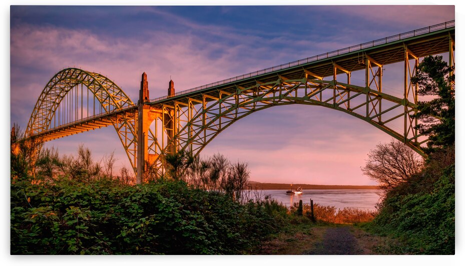 Yaquina Bay Bridge at Sunset in Newport Oregon by Kathleen Reed