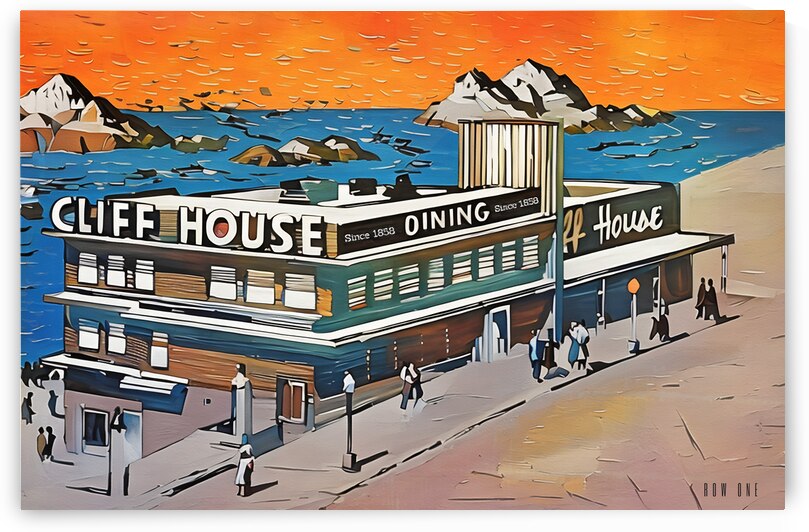 famous cliff house restaurant san francisco art by Row One Brand