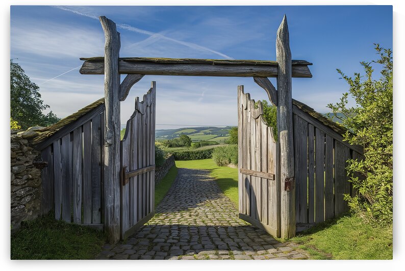 a rustic wooden gate set against a picturesque co by Florin Harsan