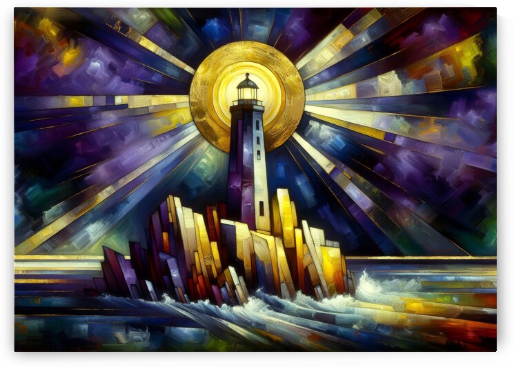 Abstract Lighthouse - Radiant Coastal Art by Anne Laure GOUPIL