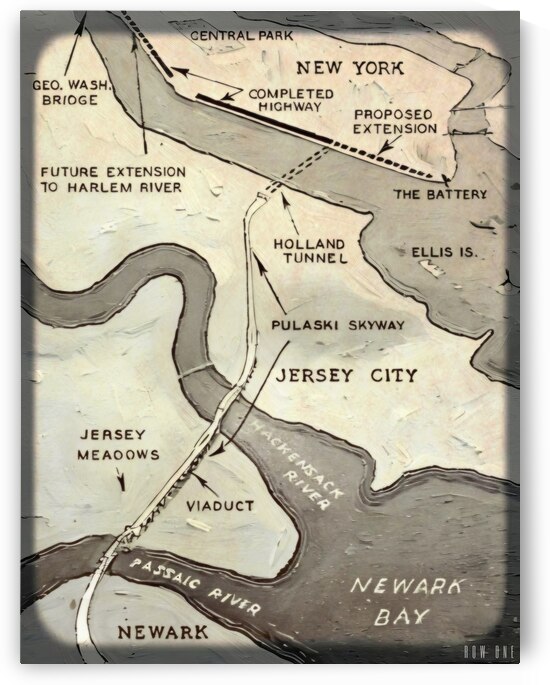 1935 new york to newark map by Row One Brand