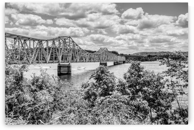 Boats Under Kimberling City Bridge Grayscale by Jennifer White