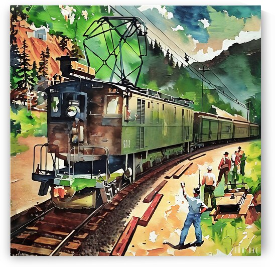 1949 train art by Row One Brand