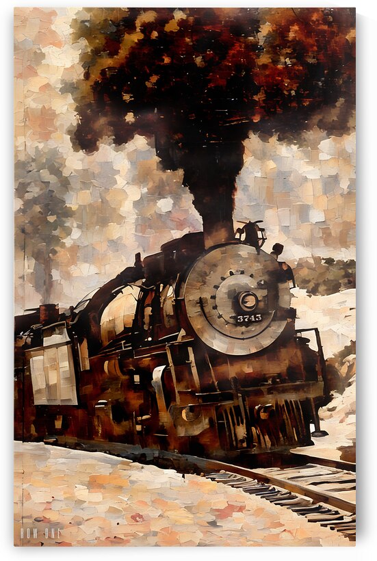 smoke billowing vintage train art row one by Row One Brand