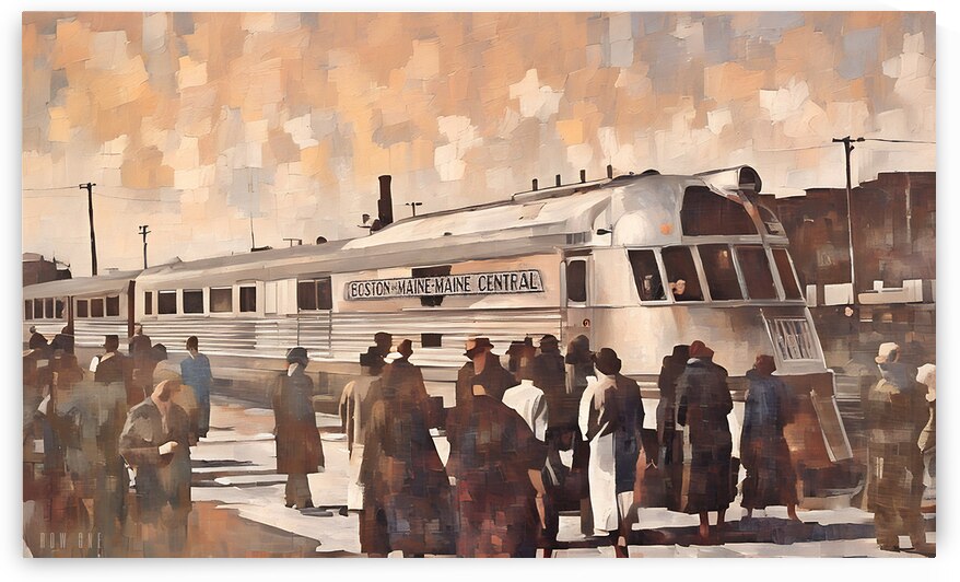 1937 Cambridge Massachusetts Train Art by Row One Brand