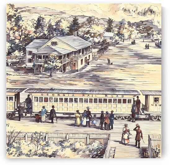 stone mountain station train art by Row One Brand