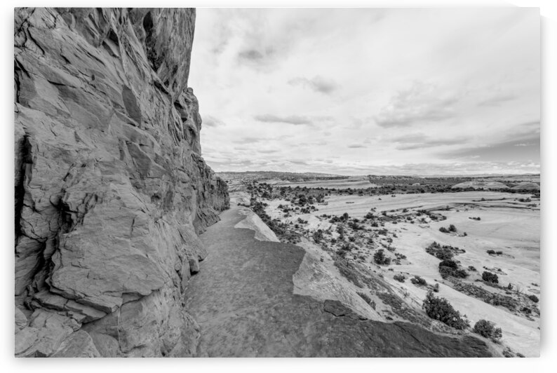Delicate Arch Mountain Edge Path Grayscale by Jennifer White