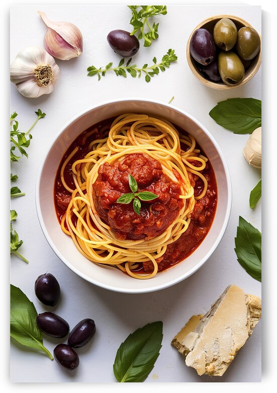 Flat lay with traditional italian pasta spaghetti by Romeu Hurmuzache