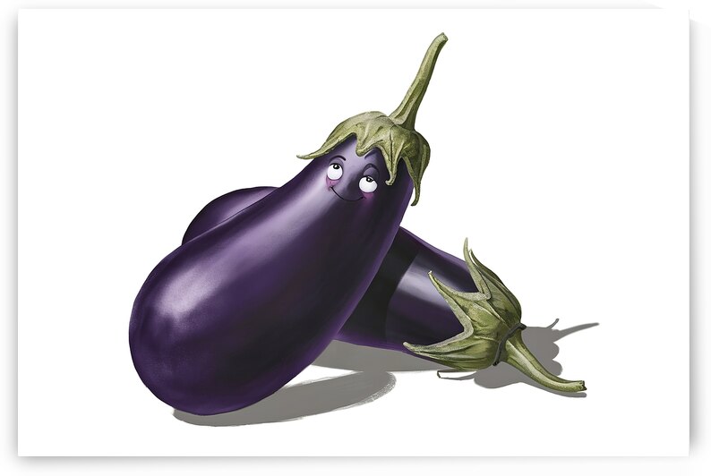 Two eggplants with one slightly overlapping the o by Romeu Hurmuzache