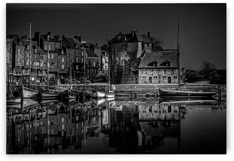 Honfleur Harbor Reflections in Black and White by Norma Brandsberg Photography